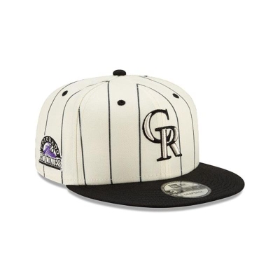 White Colorado Rockies Hat - New Era MLB Pinstripe 9FIFTY Snapback Caps USA8417692